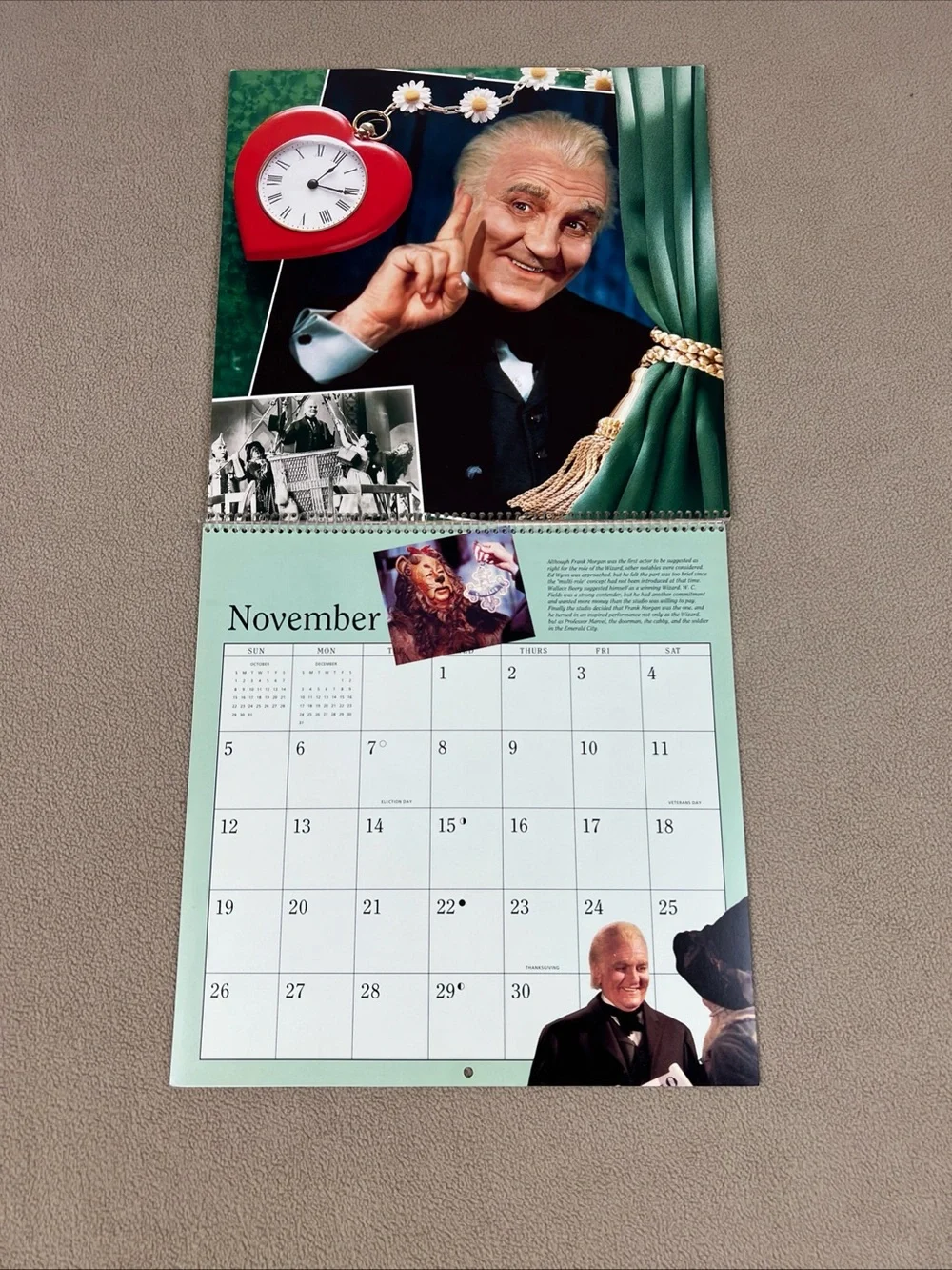 VTG 1995 Hallmark Wizard Of Oz Calendar. Dorothy, Tin Man, Cowardly Lion, Toto.